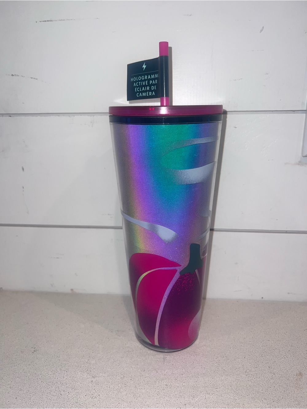 Starbucks 24 oz/710 ml Holographic Pumpkin 🎃 Tumbler Cup Straw Lid Black pink